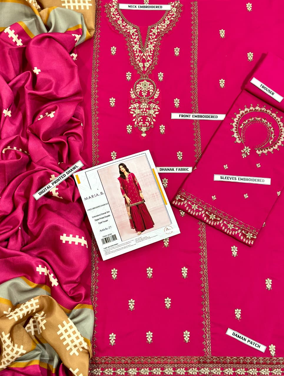 DHANAK 3PC Embroidered