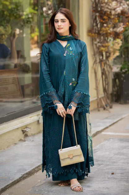 Heavy Chikenkari Embroidered Dhanak 3-Piece Suit
