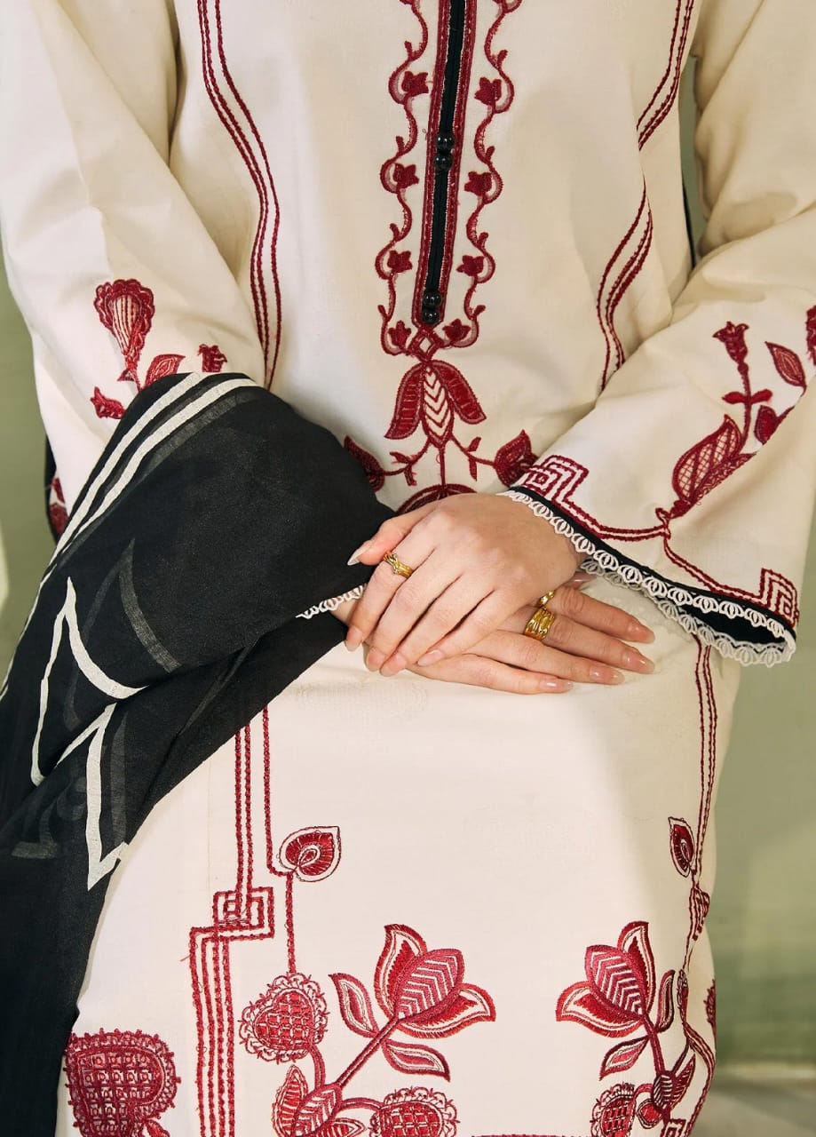 Heavy Embroidered 3PC Suit with Pashmina Shawl