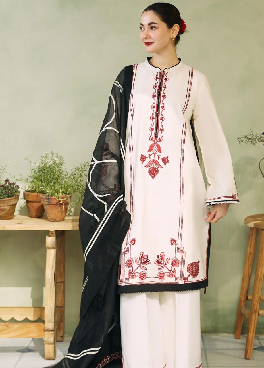 Heavy Embroidered 3PC Suit with Pashmina Shawl