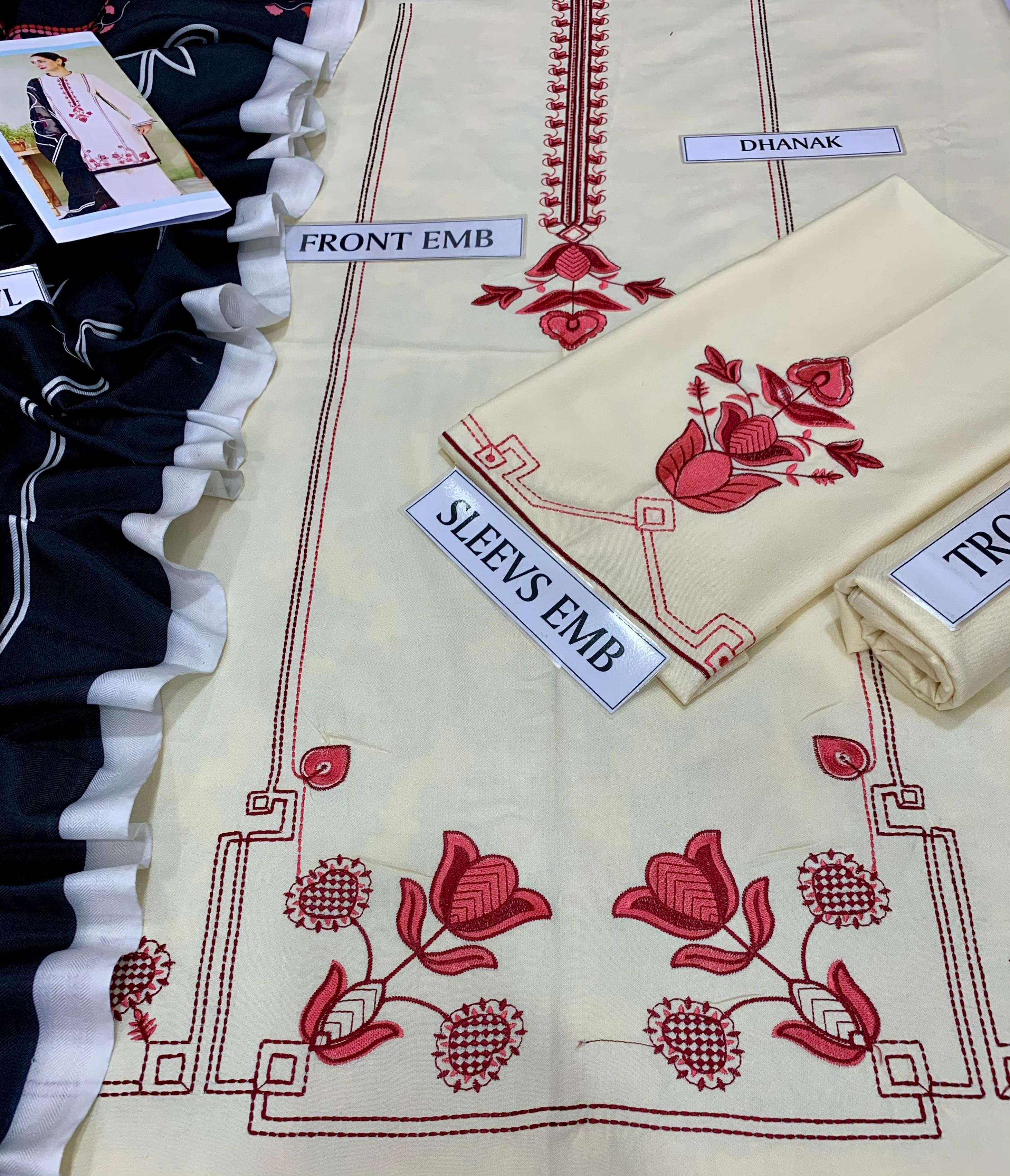 Heavy Embroidered 3PC Suit with Pashmina Shawl